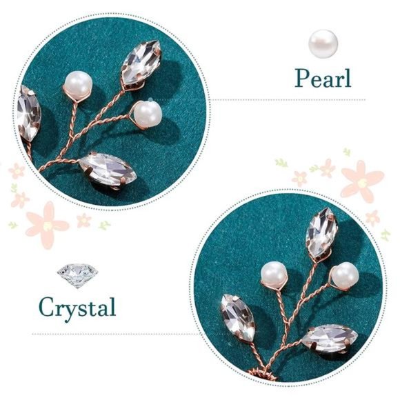 6 Pieces Pearl Crystal Bridal Hair Pins Rhinestone Flower Wedding Hair Piece - Picture 5 of 6